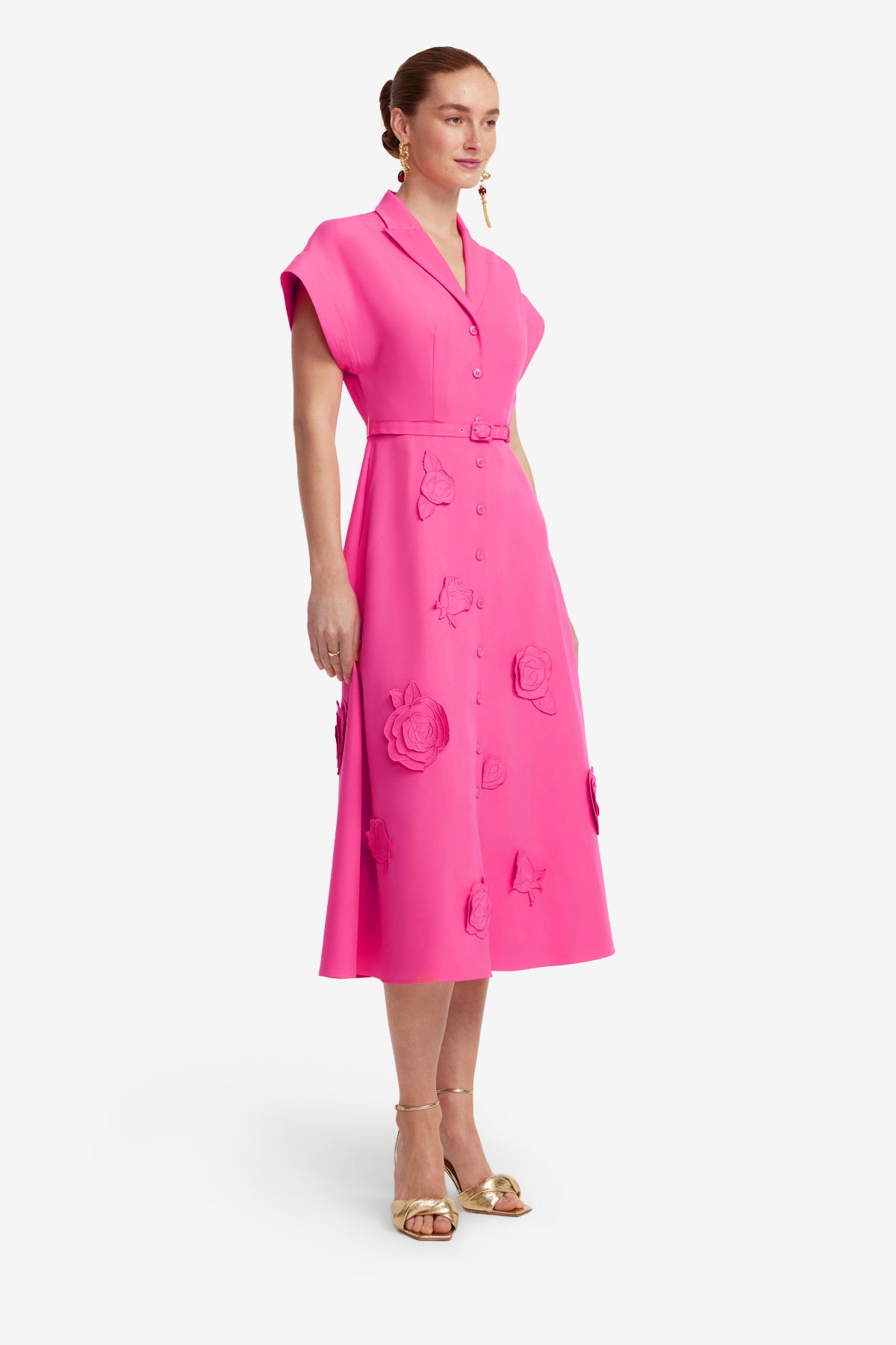 Aubrey Appliqué Shirt Midi Dress
