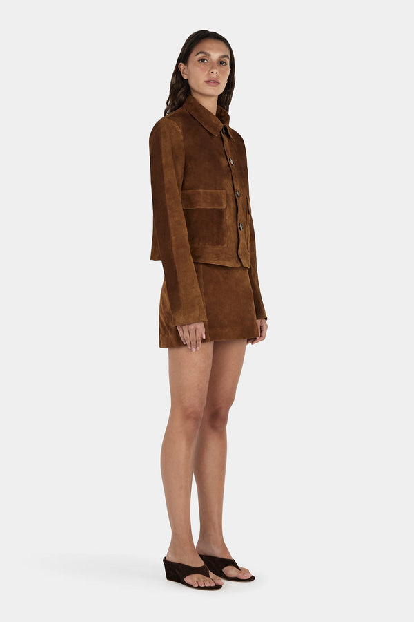 Logan Suede Coat Tan Suede