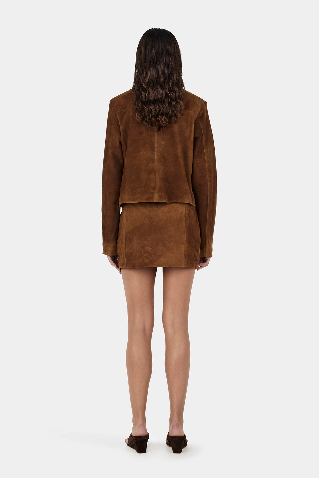Tatum Mini Leather Skirt Tan Suede
