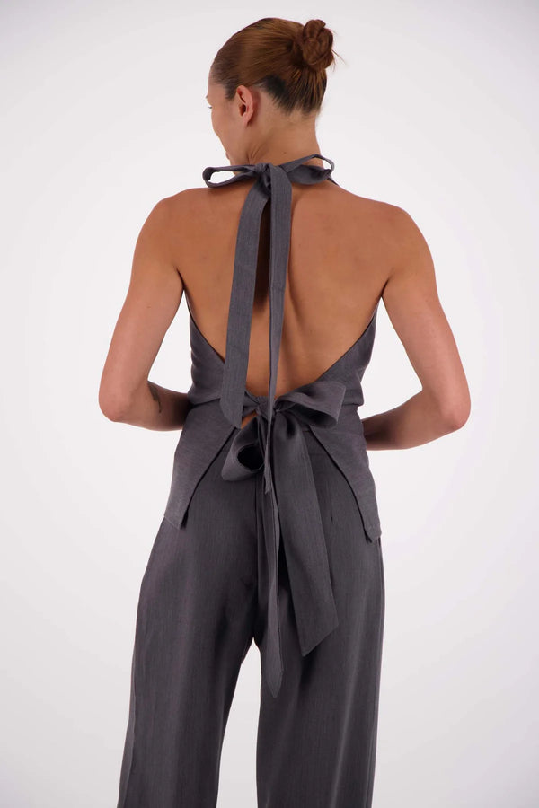 Melissa Tie Top Steel Gray