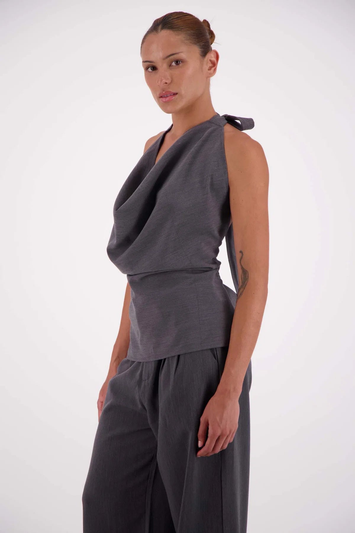 Melissa Tie Top Steel Gray