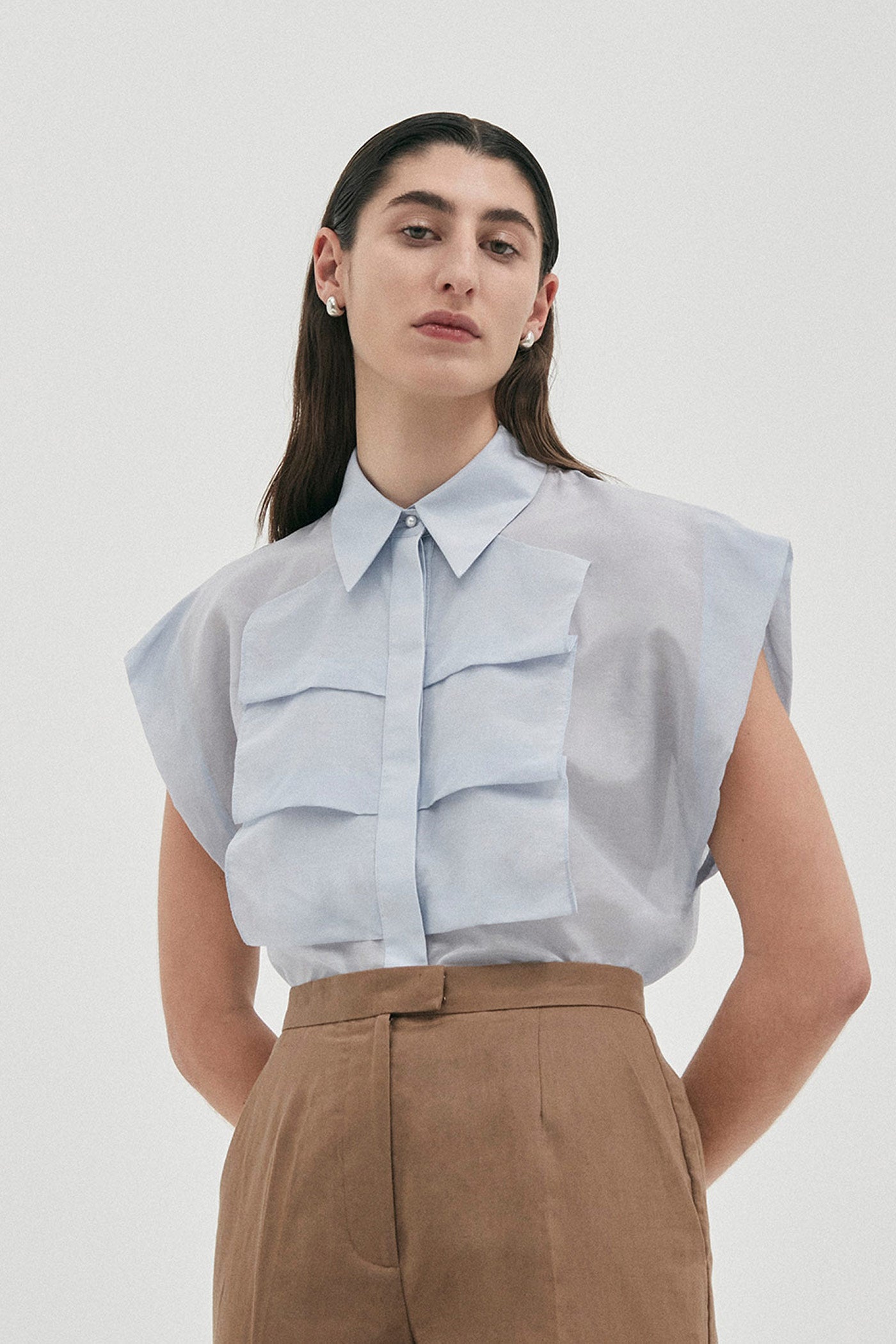 Sentimental Sleeveless Blouse Ice Blue