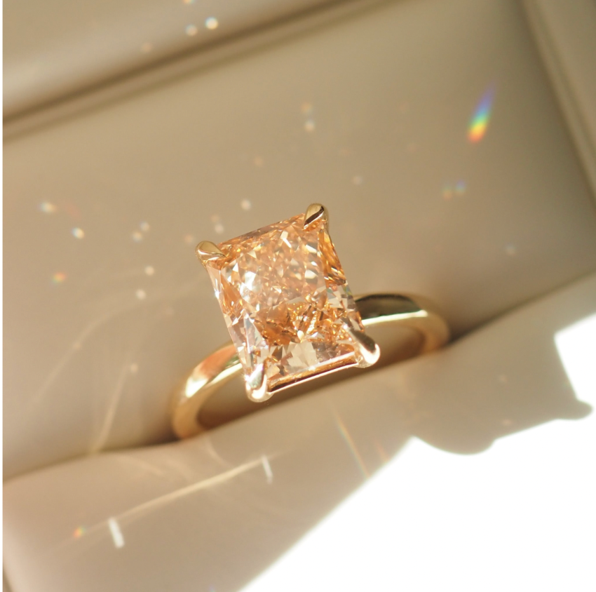 Rhea | Champagne 4.5ct Radiant Lab-Grown Diamond Engagement Ring