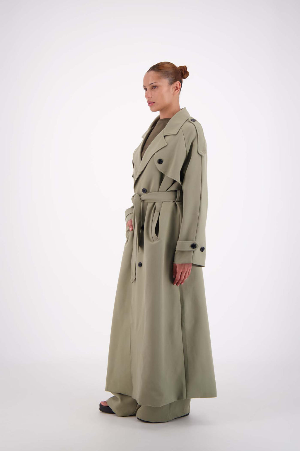 Serena Trench Coat Sage