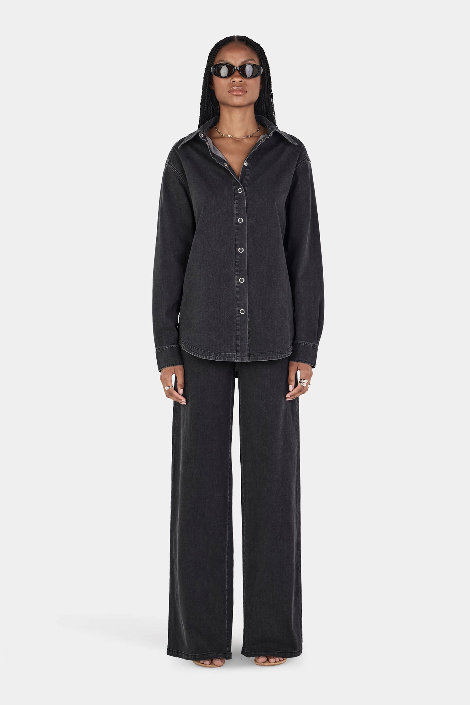 Taylor Chambray Shirt Charcoal Chambray