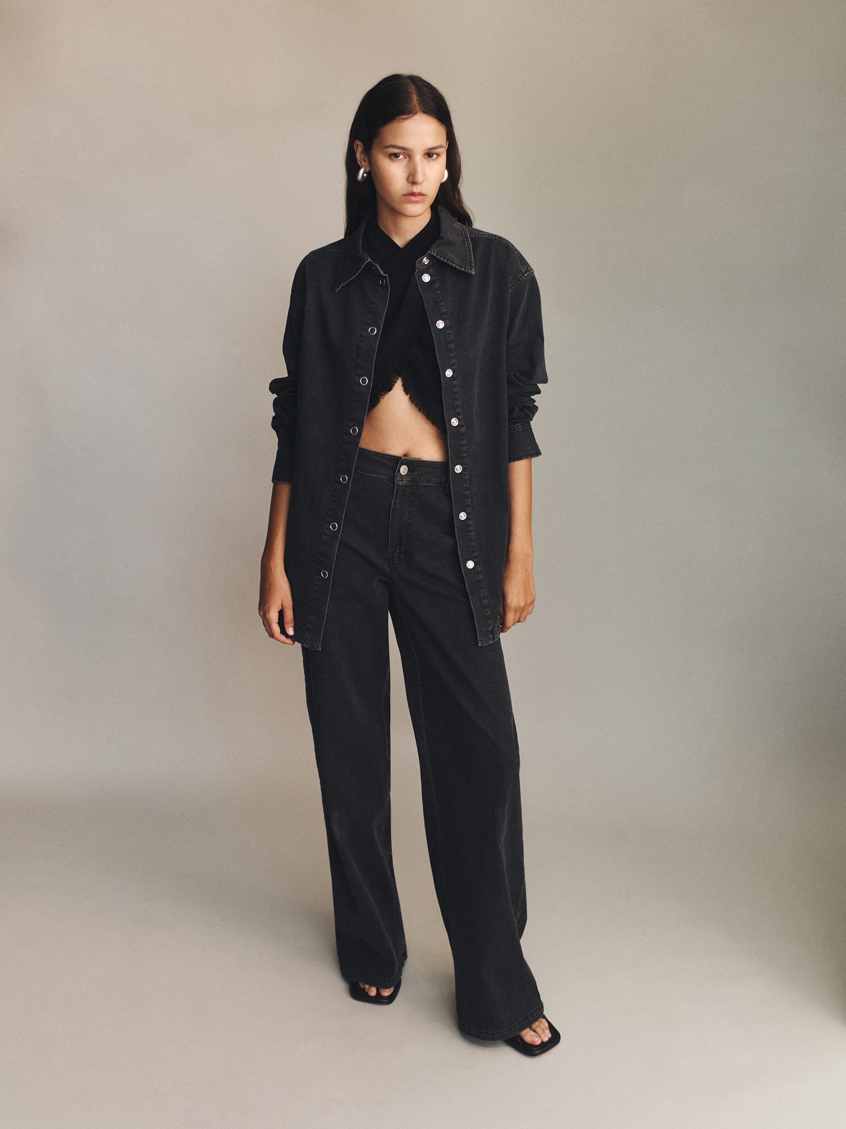 Taylor Chambray Shirt Charcoal Chambray