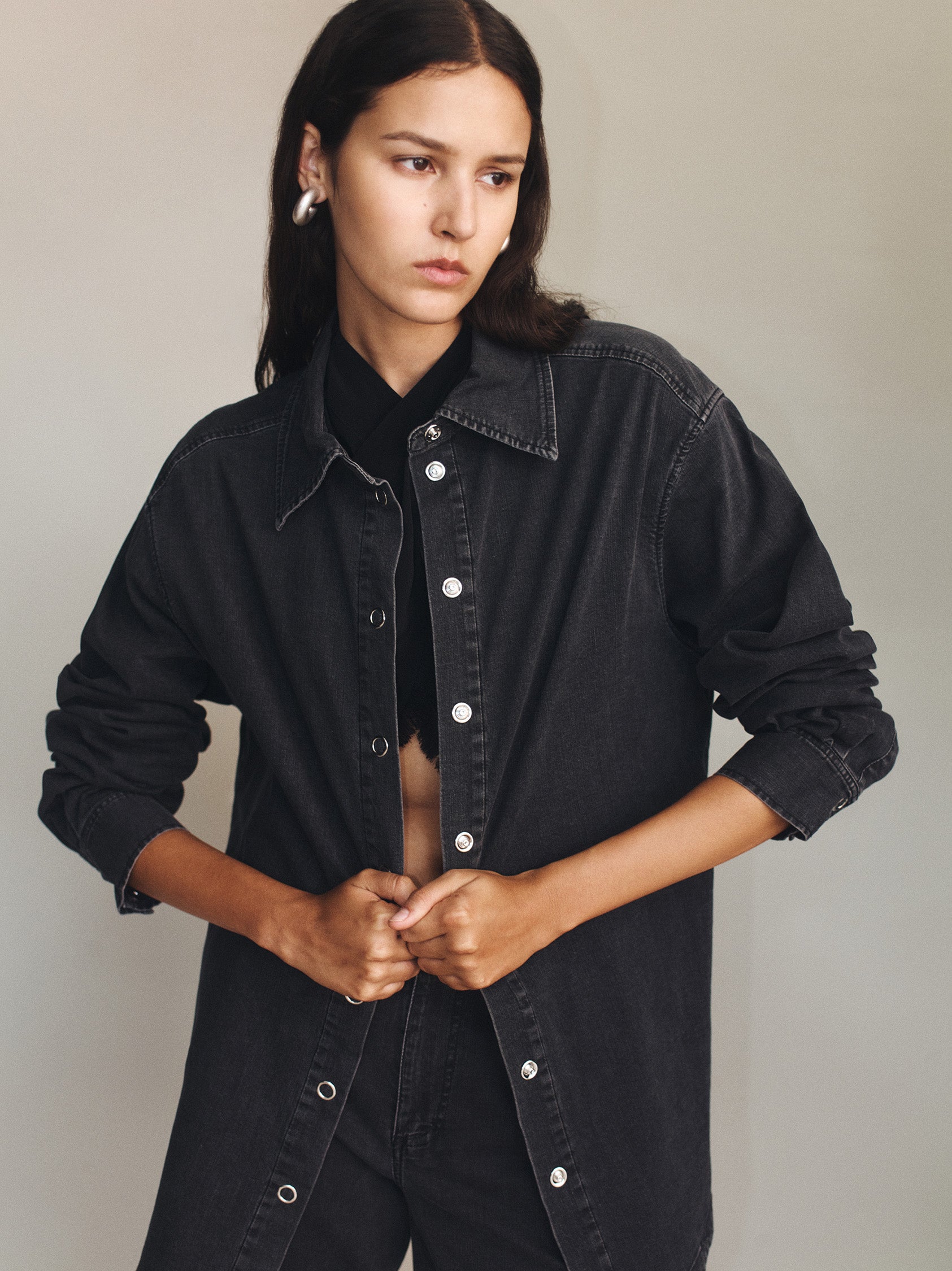 Taylor Chambray Shirt Charcoal Chambray