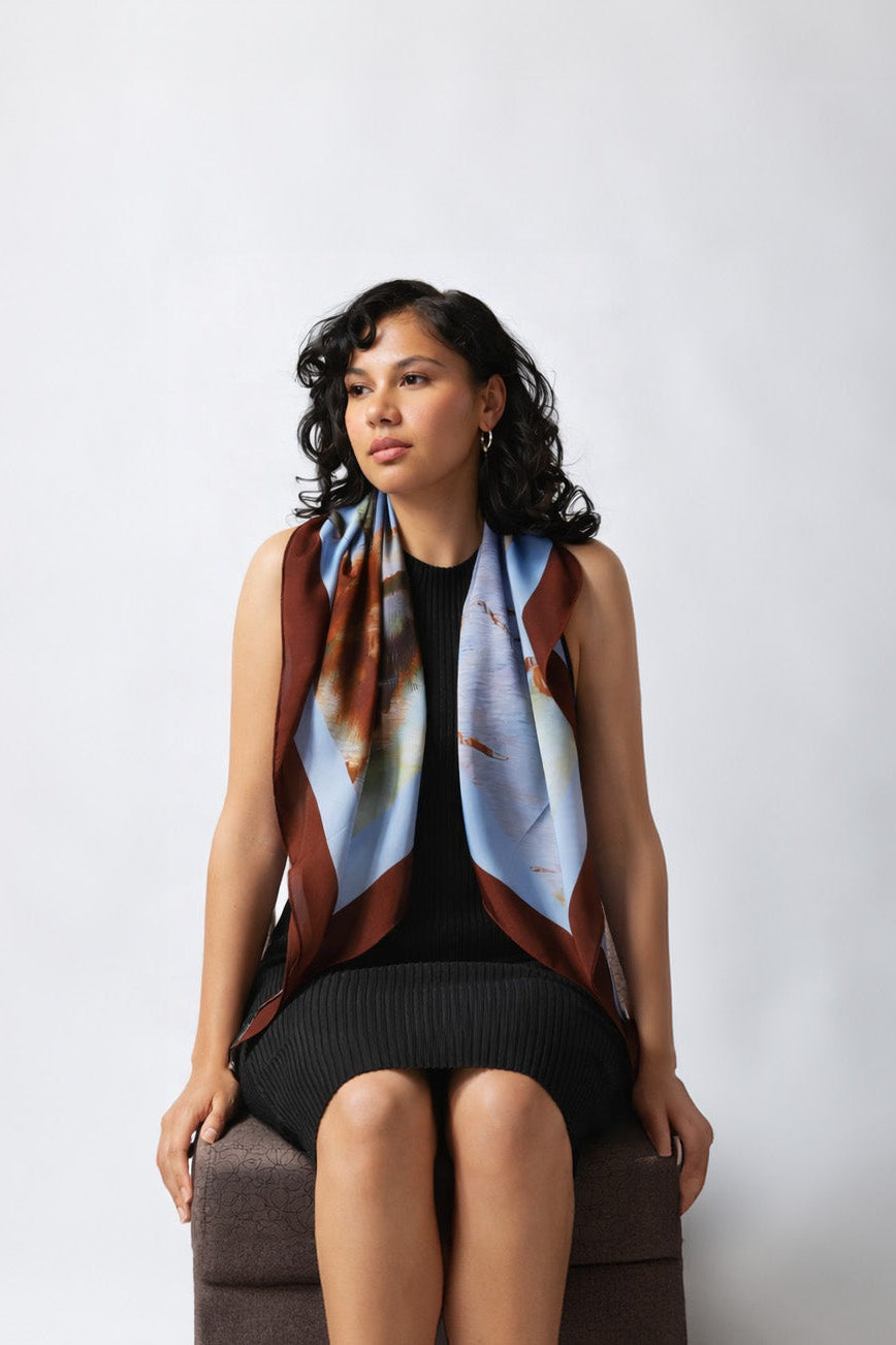 Traces Silk Square Scarf