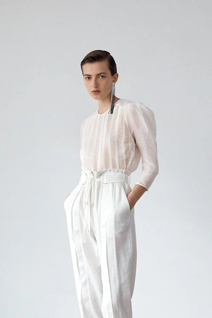 Unsheathed Pleated Blouse Natural