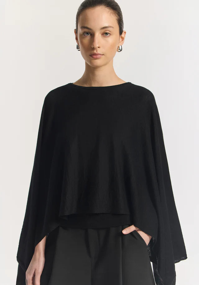 Cassius Knit Poncho Black