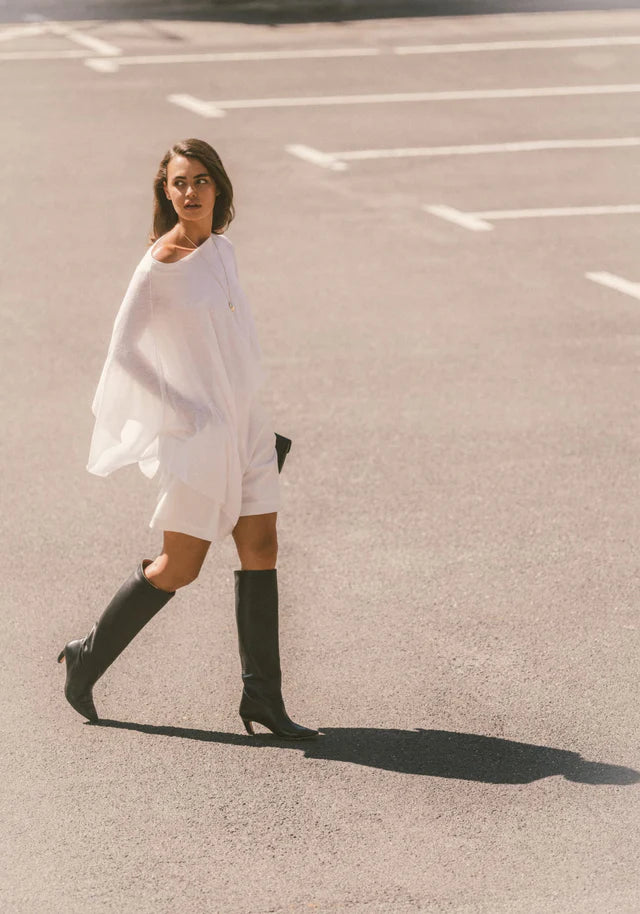 Cassius Knit Poncho Ivory
