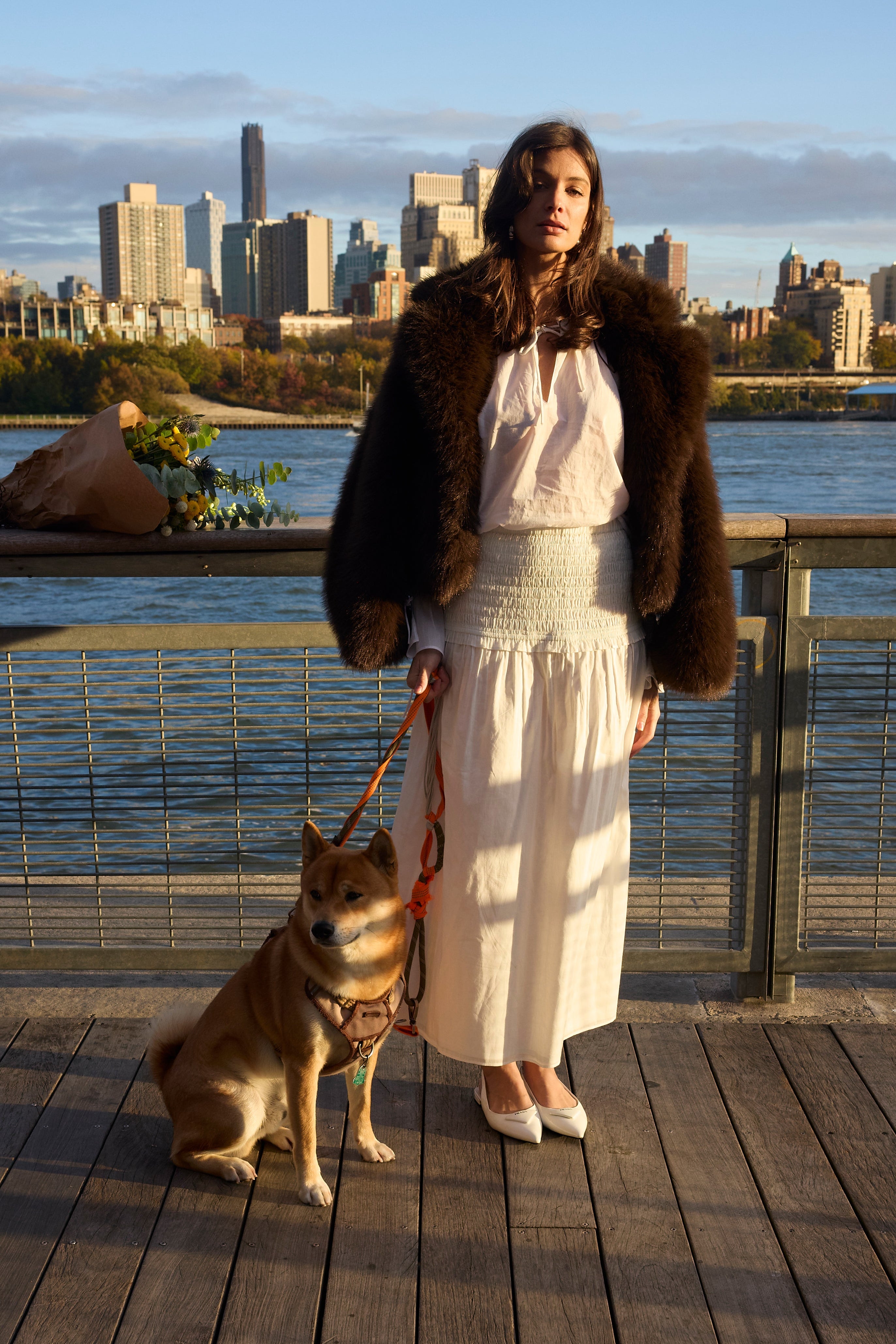 Deanie Shirred Skirt White