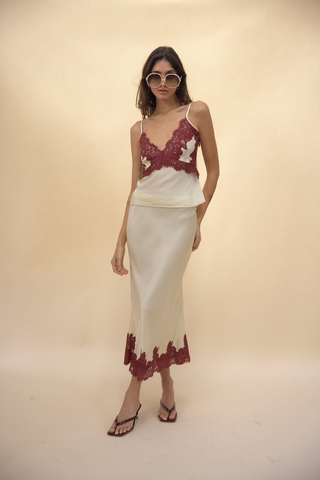 Ander Lace Slip Skirt Cream