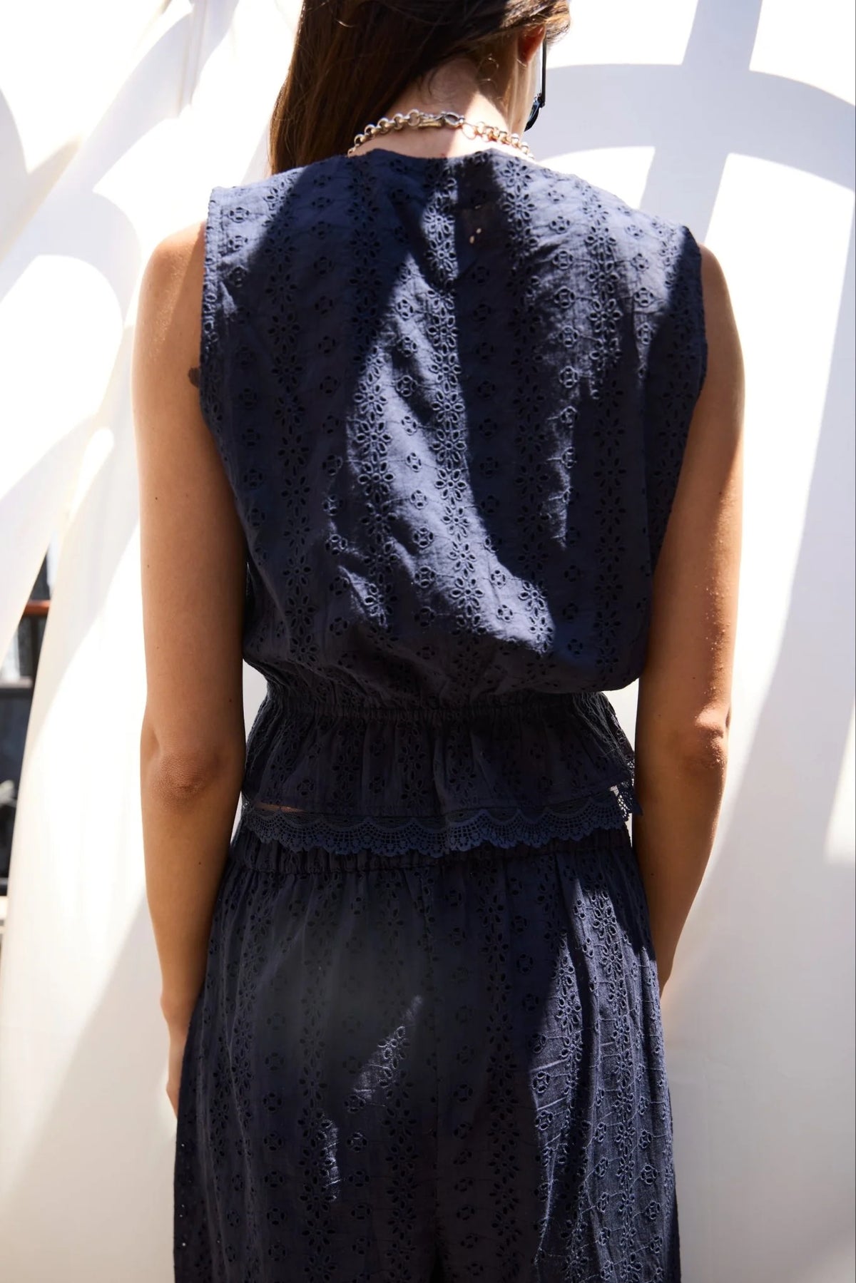 Chloe Peplum Top Eyelet