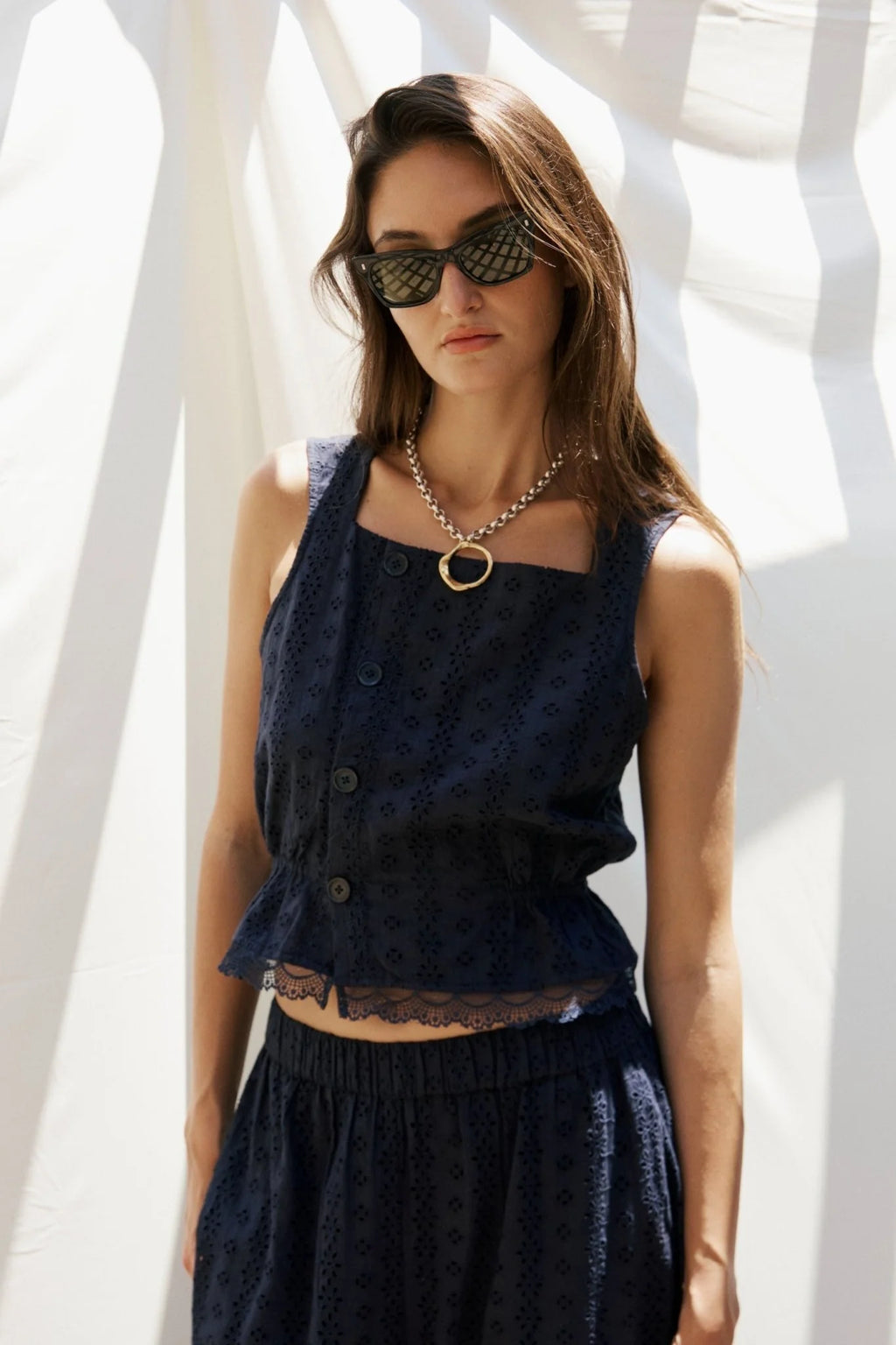Chloe Peplum Top Eyelet