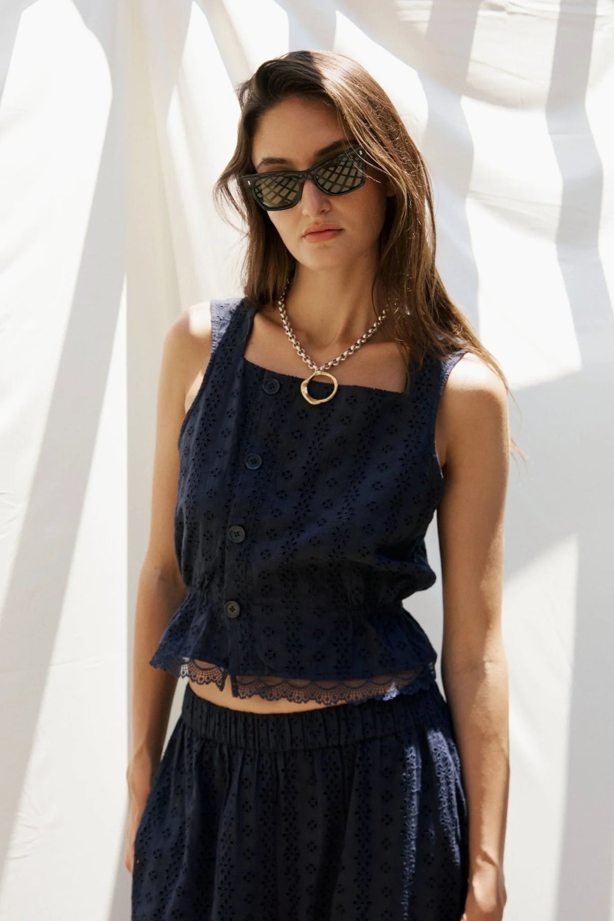 Chloe Peplum Top Eyelet