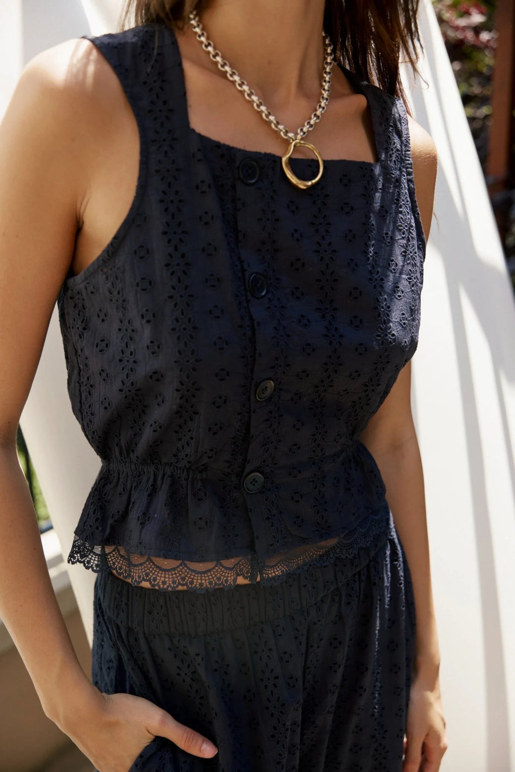 Chloe Peplum Top Eyelet