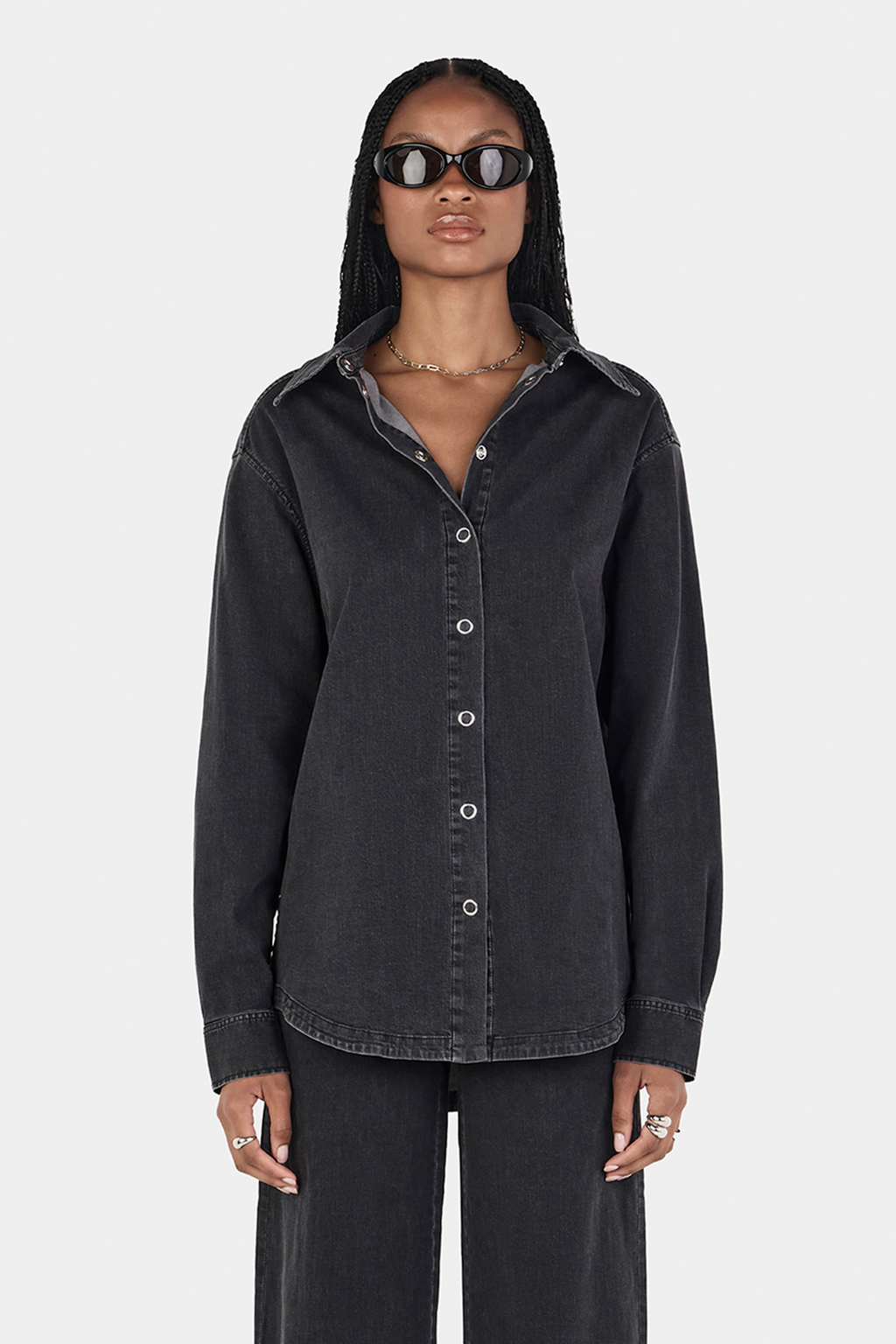 Taylor Chambray Shirt Charcoal Chambray