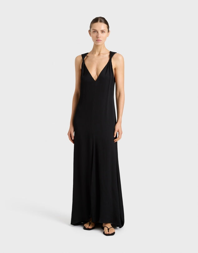 Ardea Twist Shoulder Maxi Dress Black