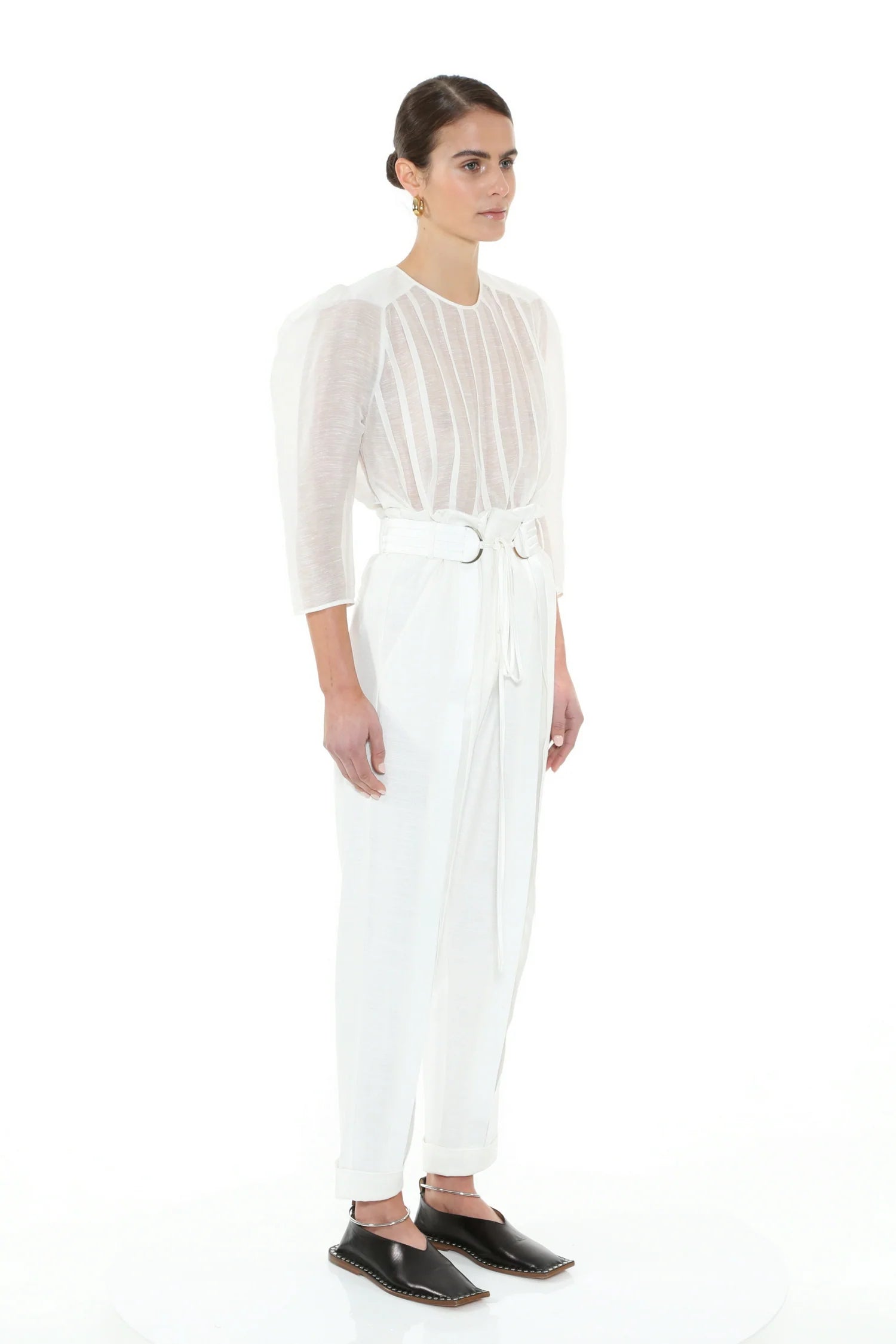 Unsheathed Pleated Blouse Natural