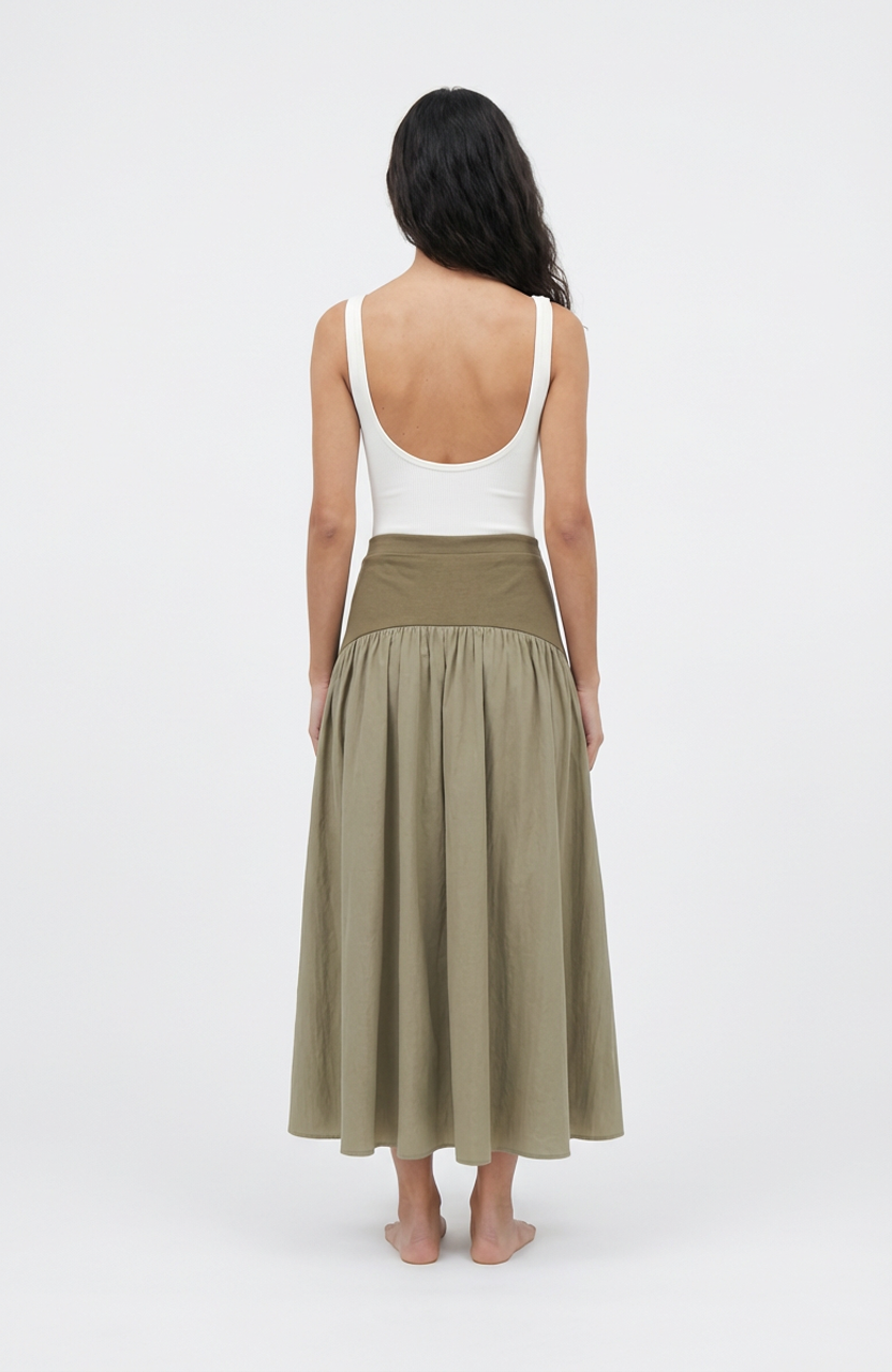 Jude Block Maxi Skirt Olive