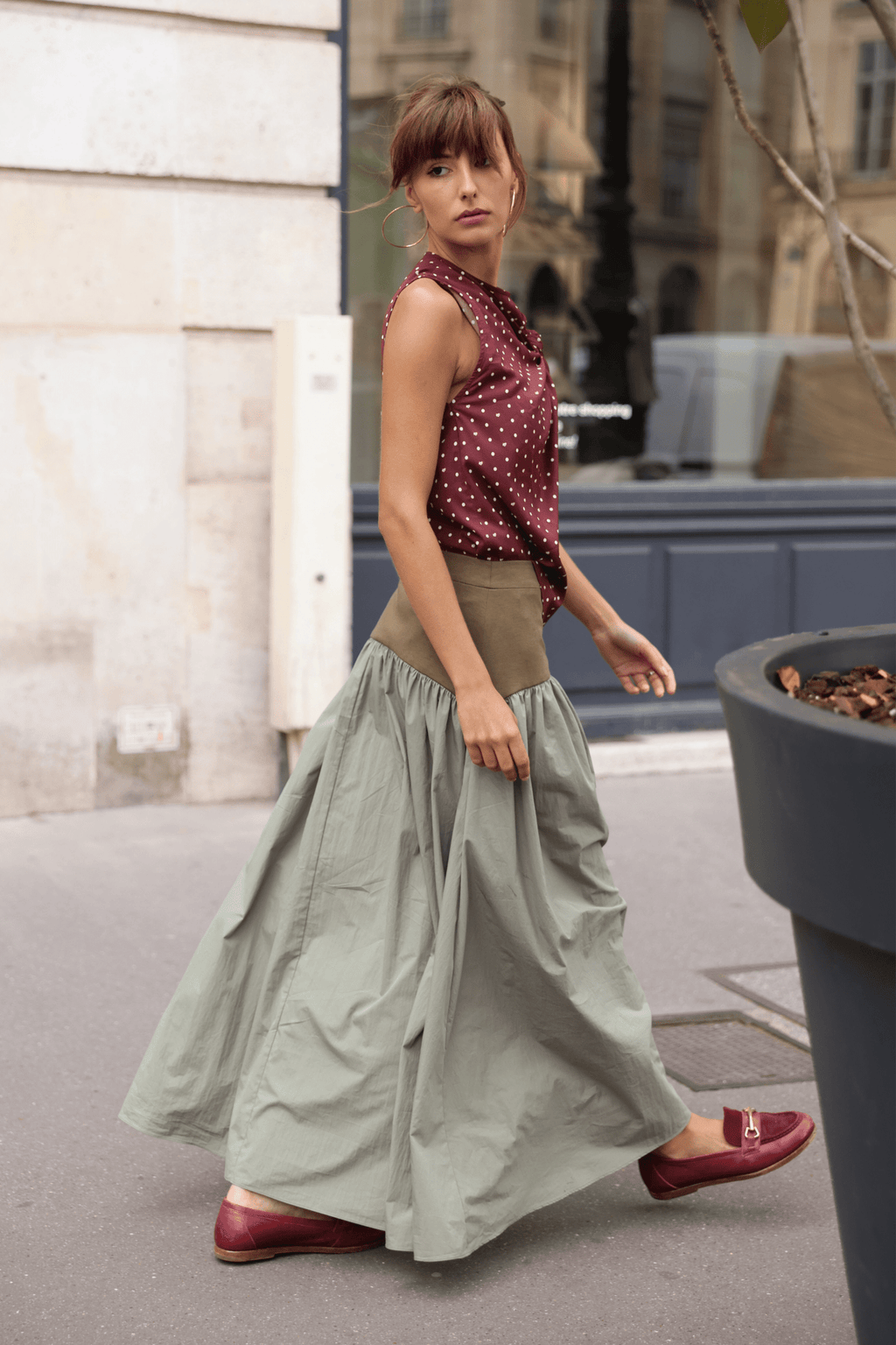 Jude Block Maxi Skirt Olive