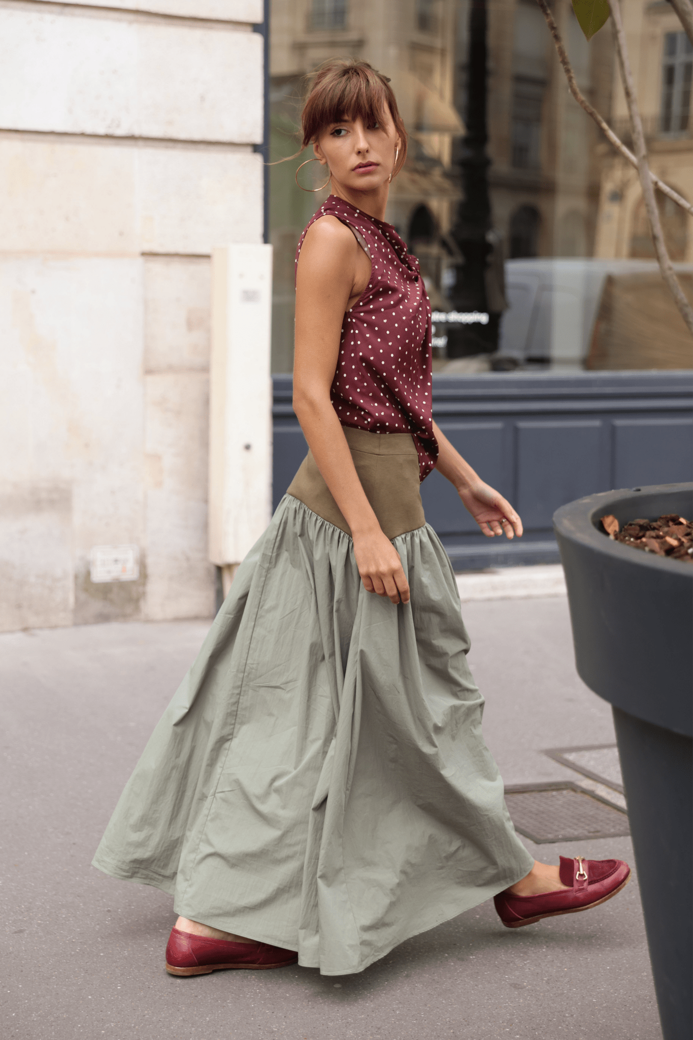 Jude Block Maxi Skirt Olive