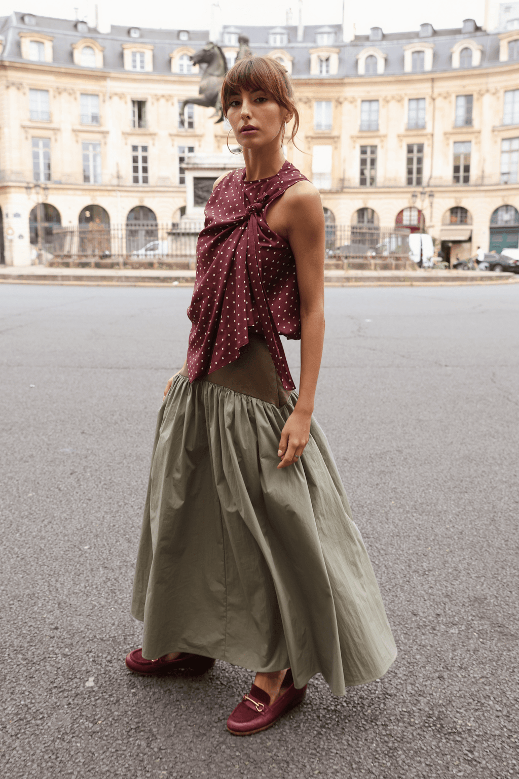 Jude Block Maxi Skirt Olive