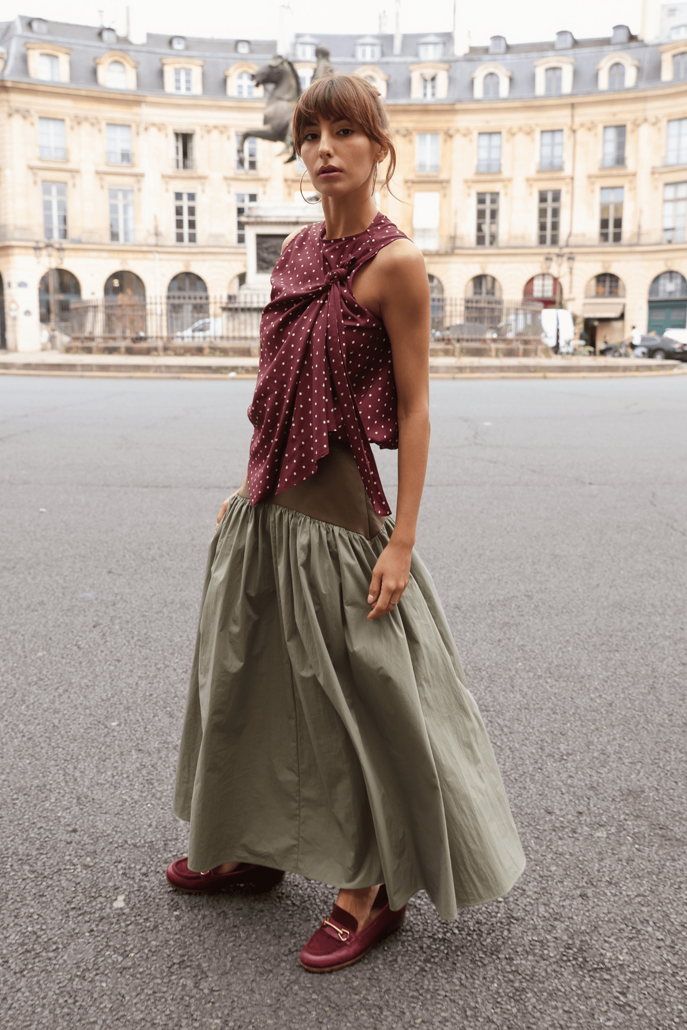 Jude Block Maxi Skirt Olive