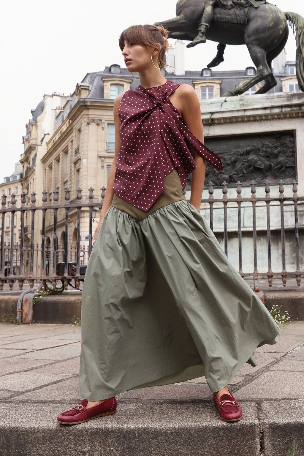 Jude Block Maxi Skirt Olive