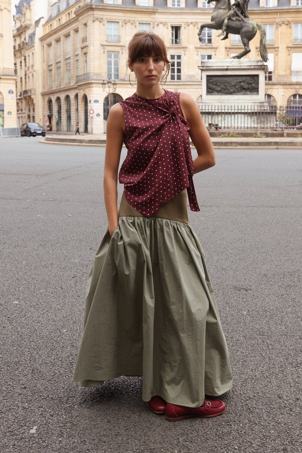 Jude Block Maxi Skirt Olive