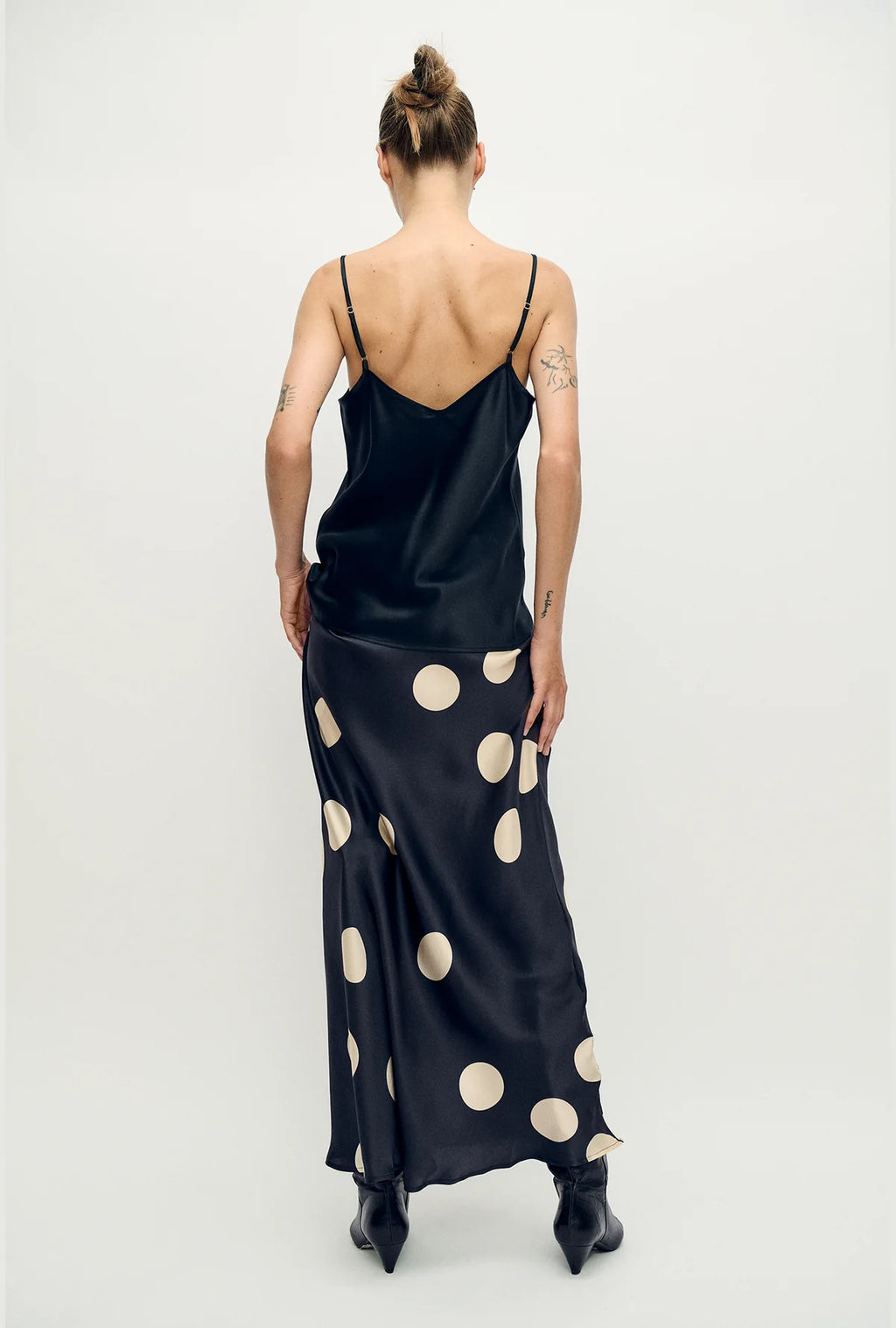Long Bias Cut Skirt Large Polka Dot
