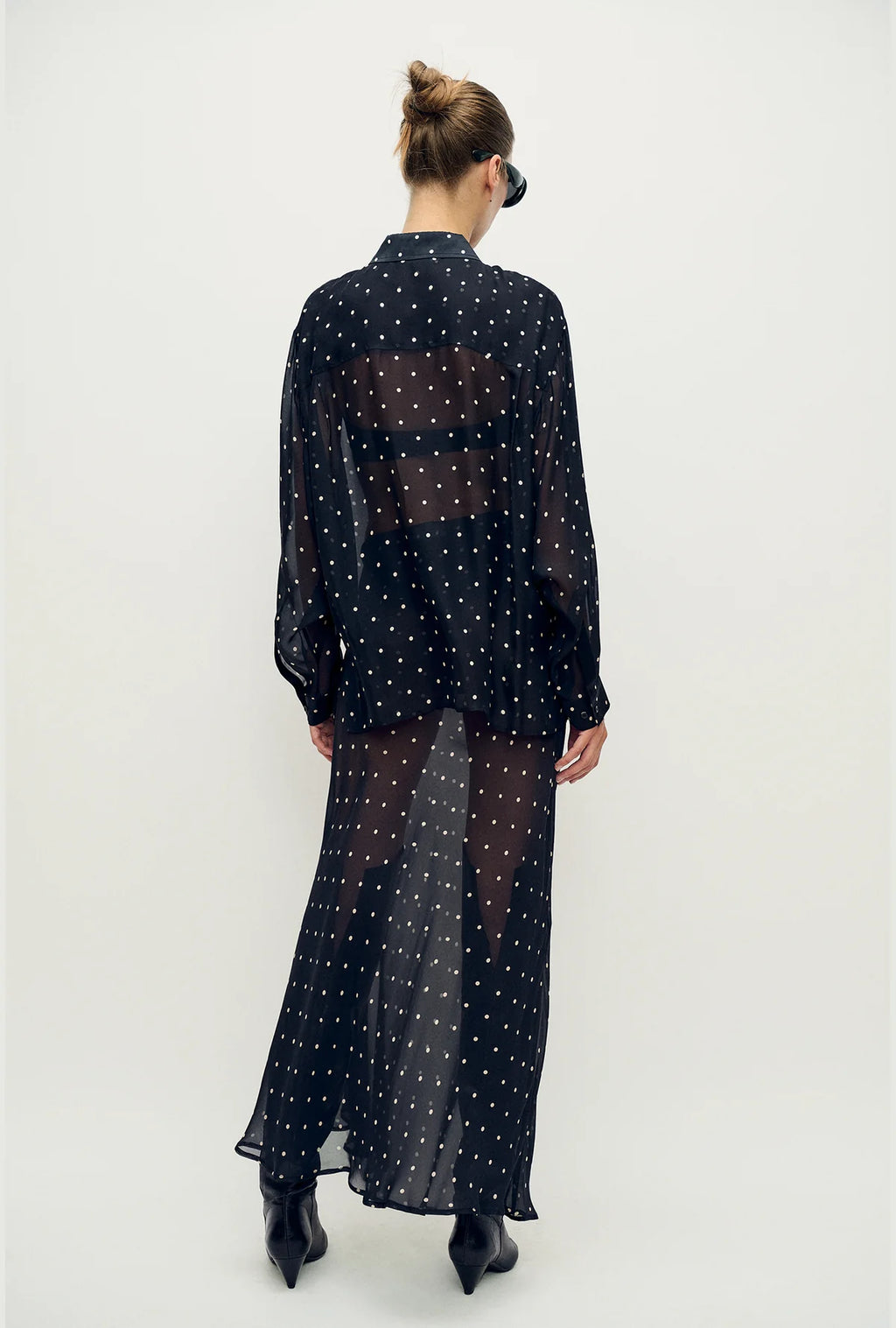 Long Bias Cut Skirt Small Polka Dot