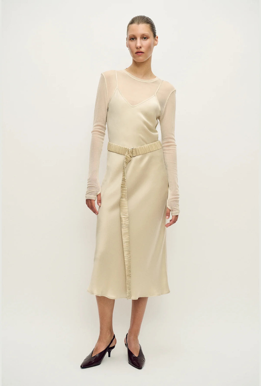 Mesh Long Sleeve Top Hazelnut