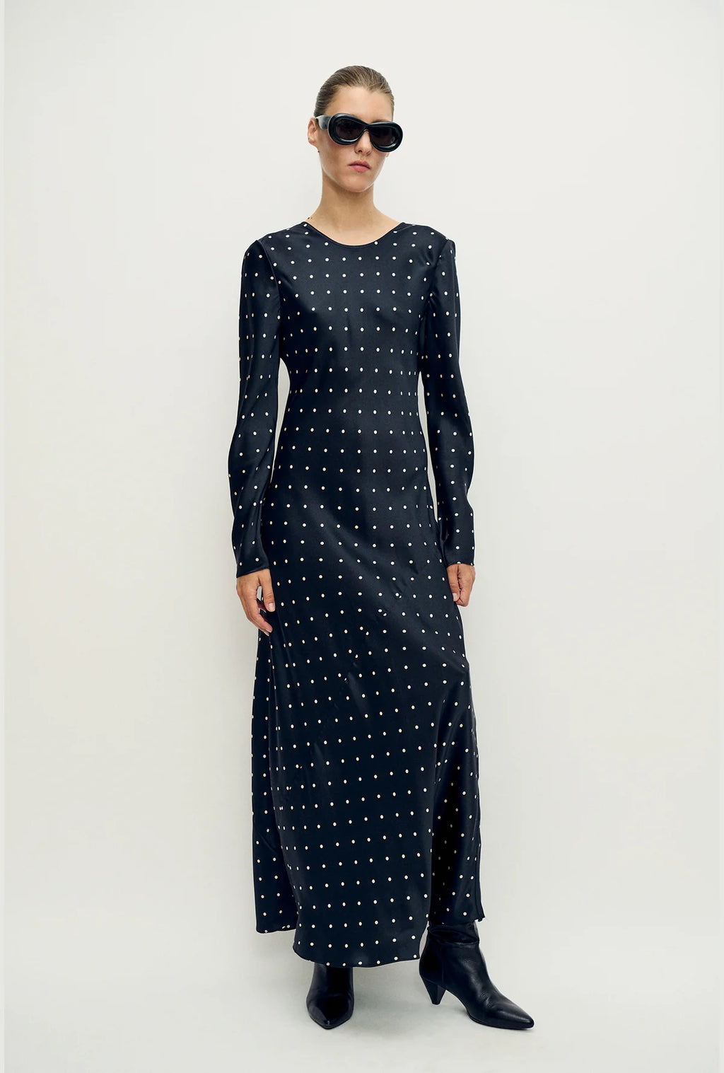 Full Sleeve Bias Dress Small Polka Dot
