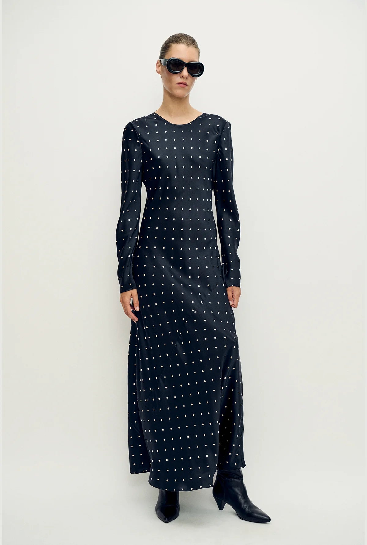 Full Sleeve Bias Dress Small Polka Dot