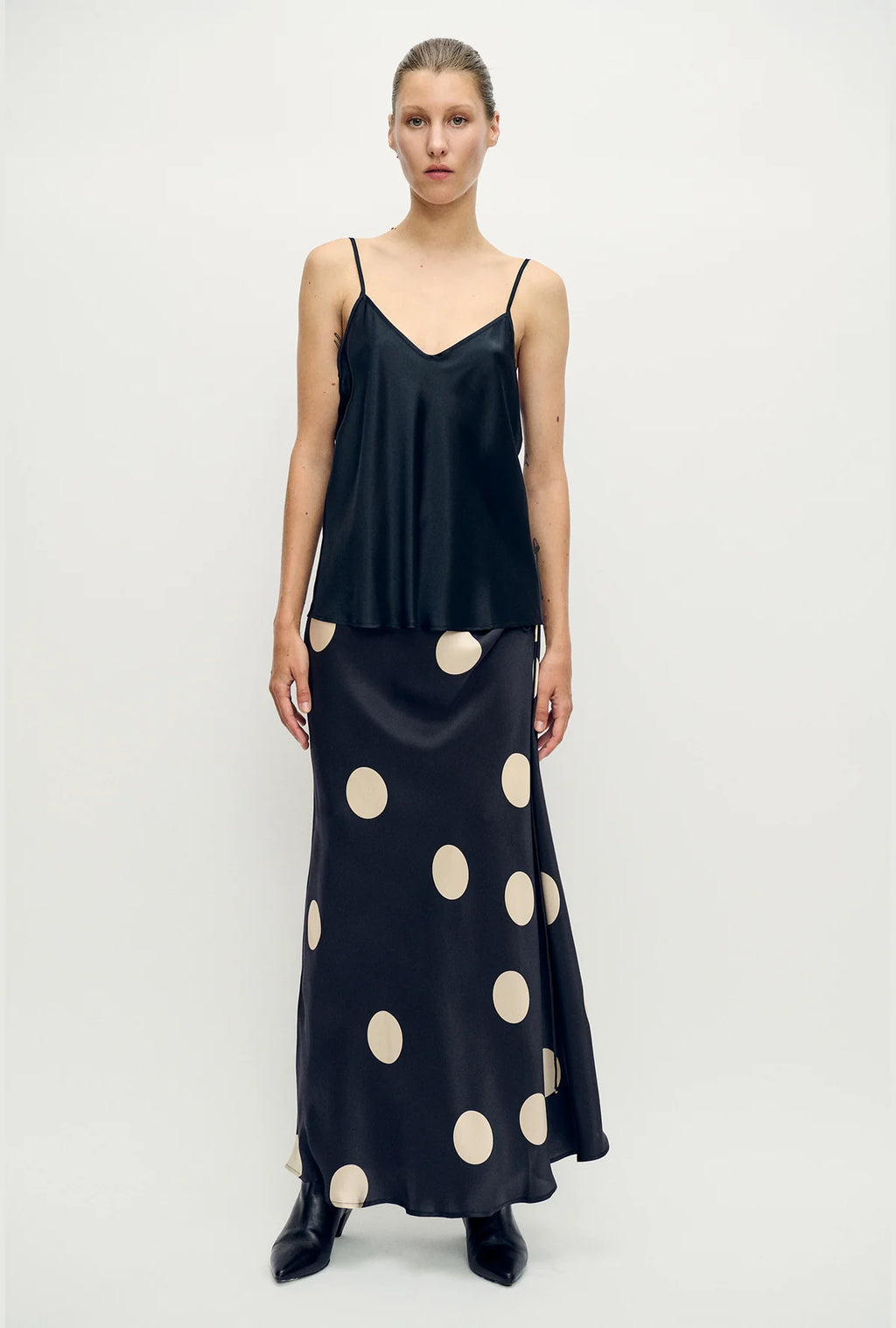 Long Bias Cut Skirt Large Polka Dot