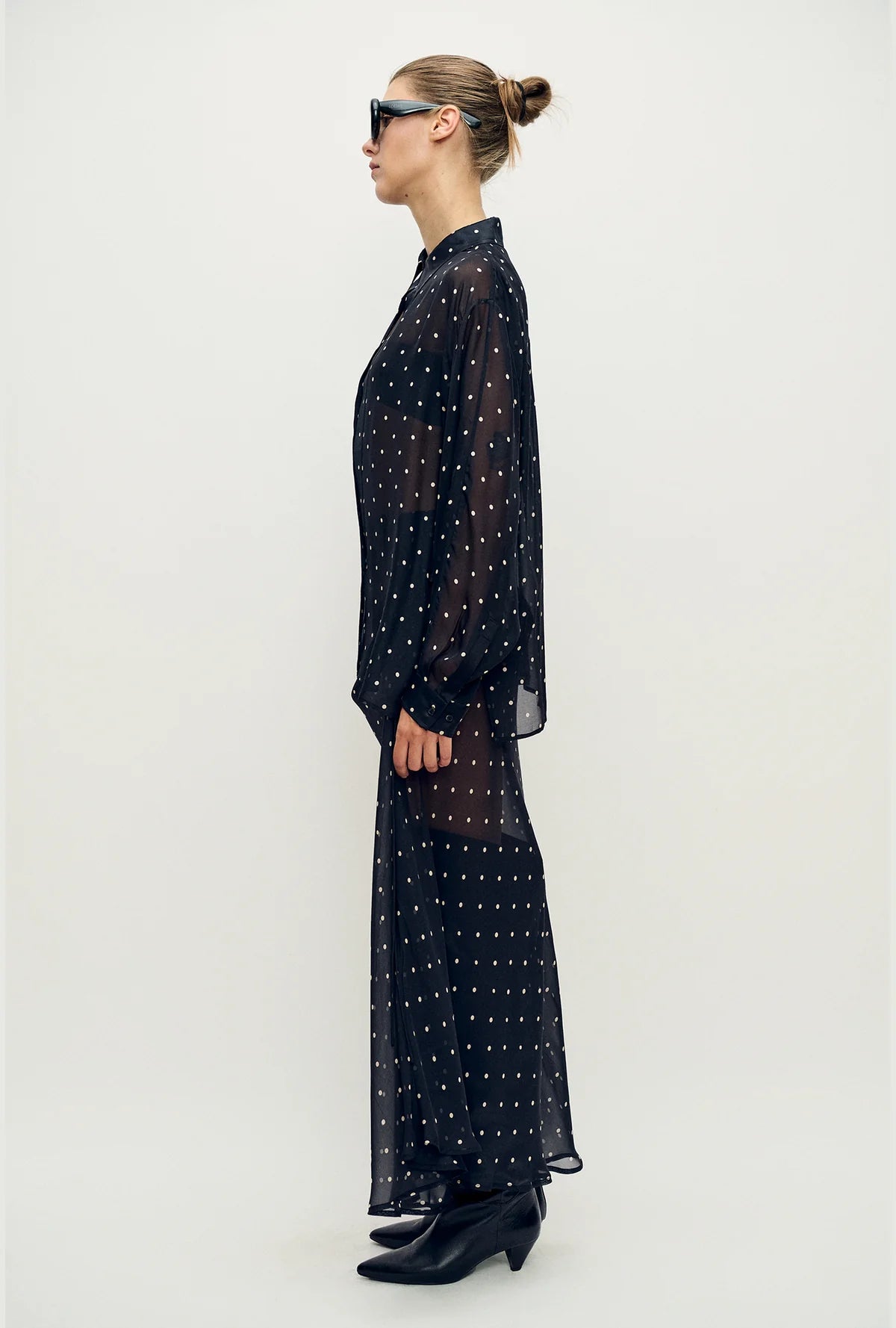 Long Bias Cut Skirt Small Polka Dot
