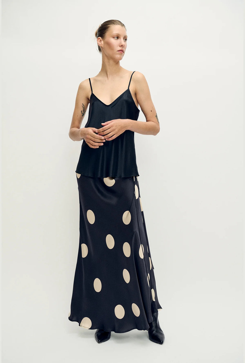 Long Bias Cut Skirt Large Polka Dot