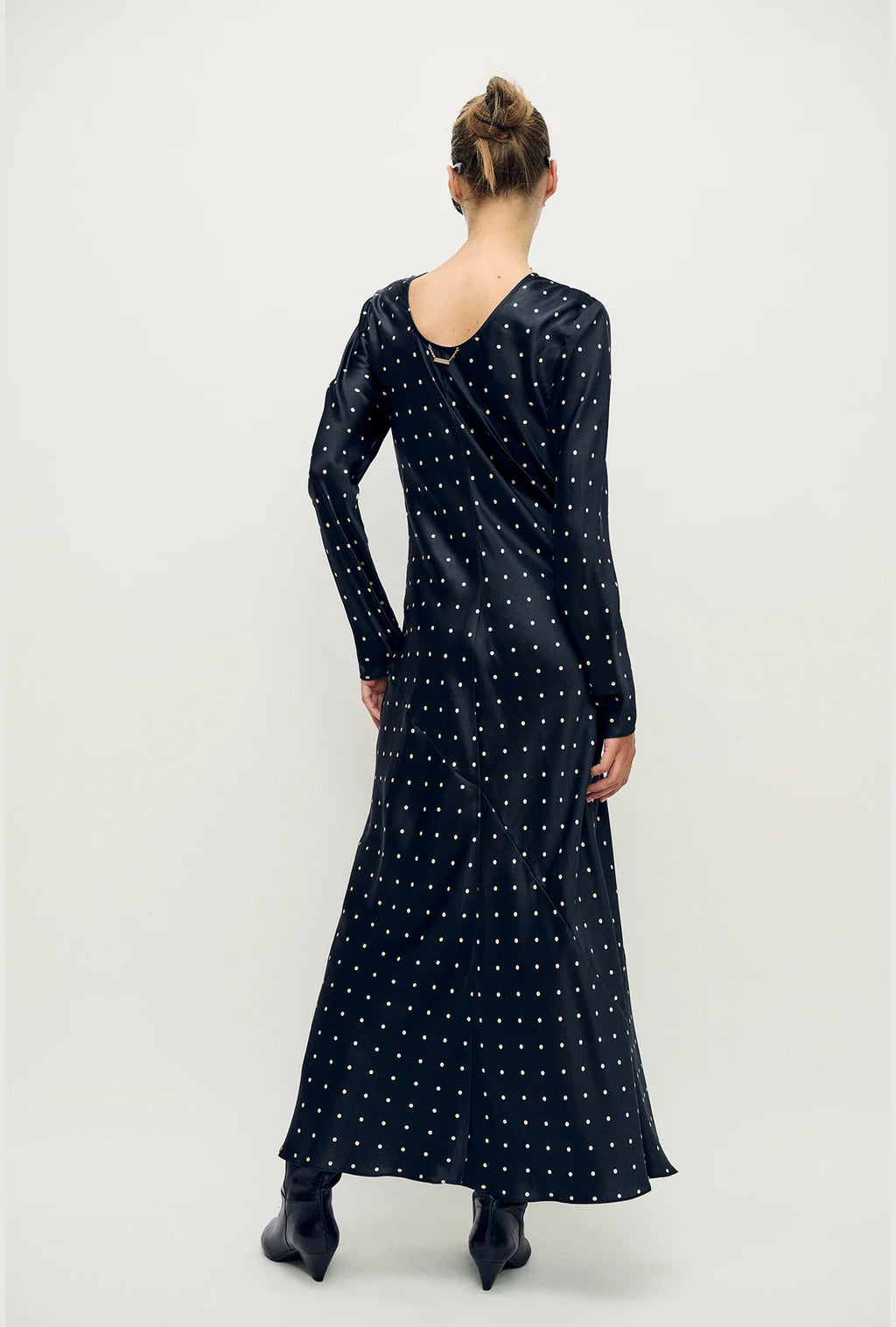 Full Sleeve Bias Dress Small Polka Dot