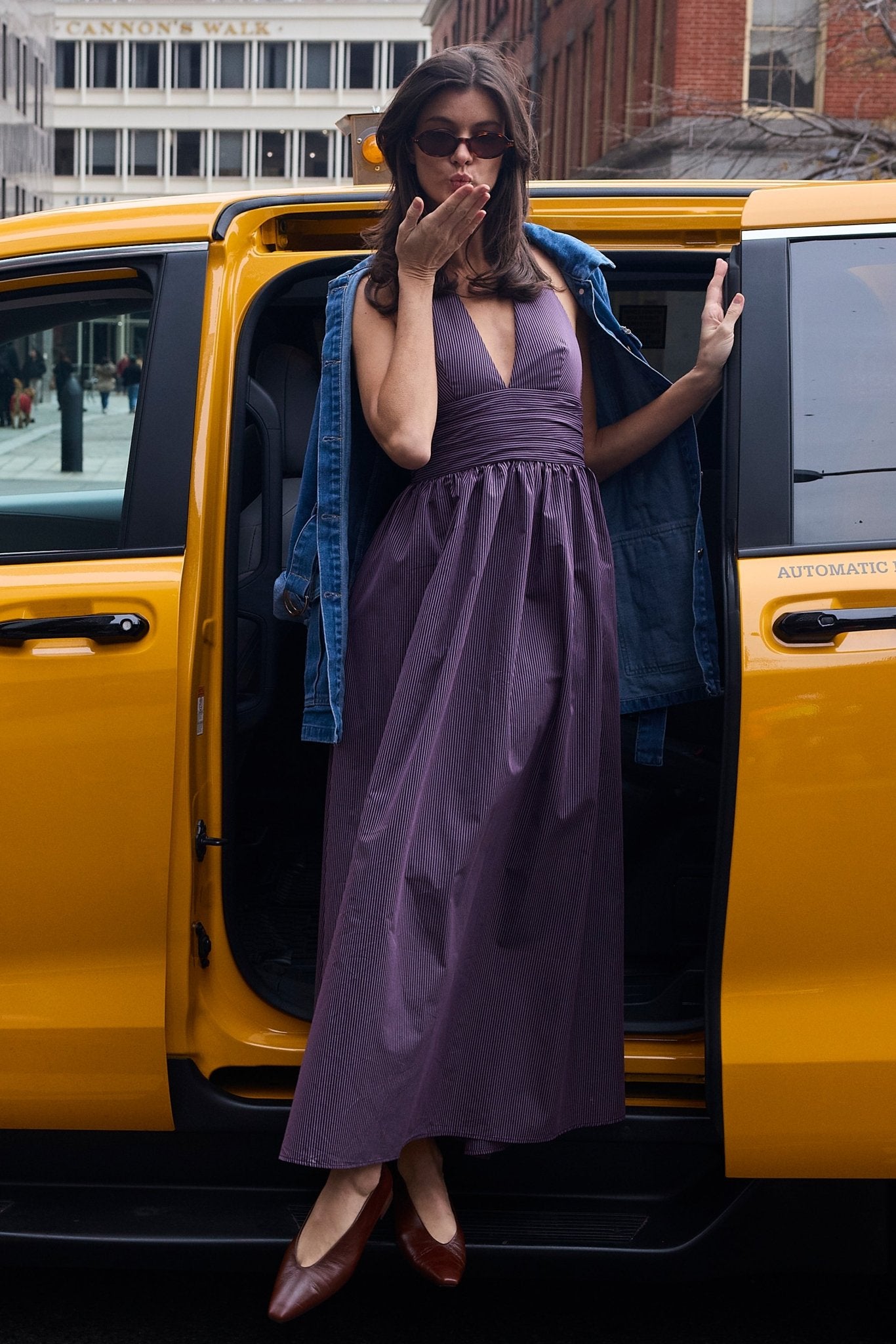Puna Halter Dress Purple Stripe