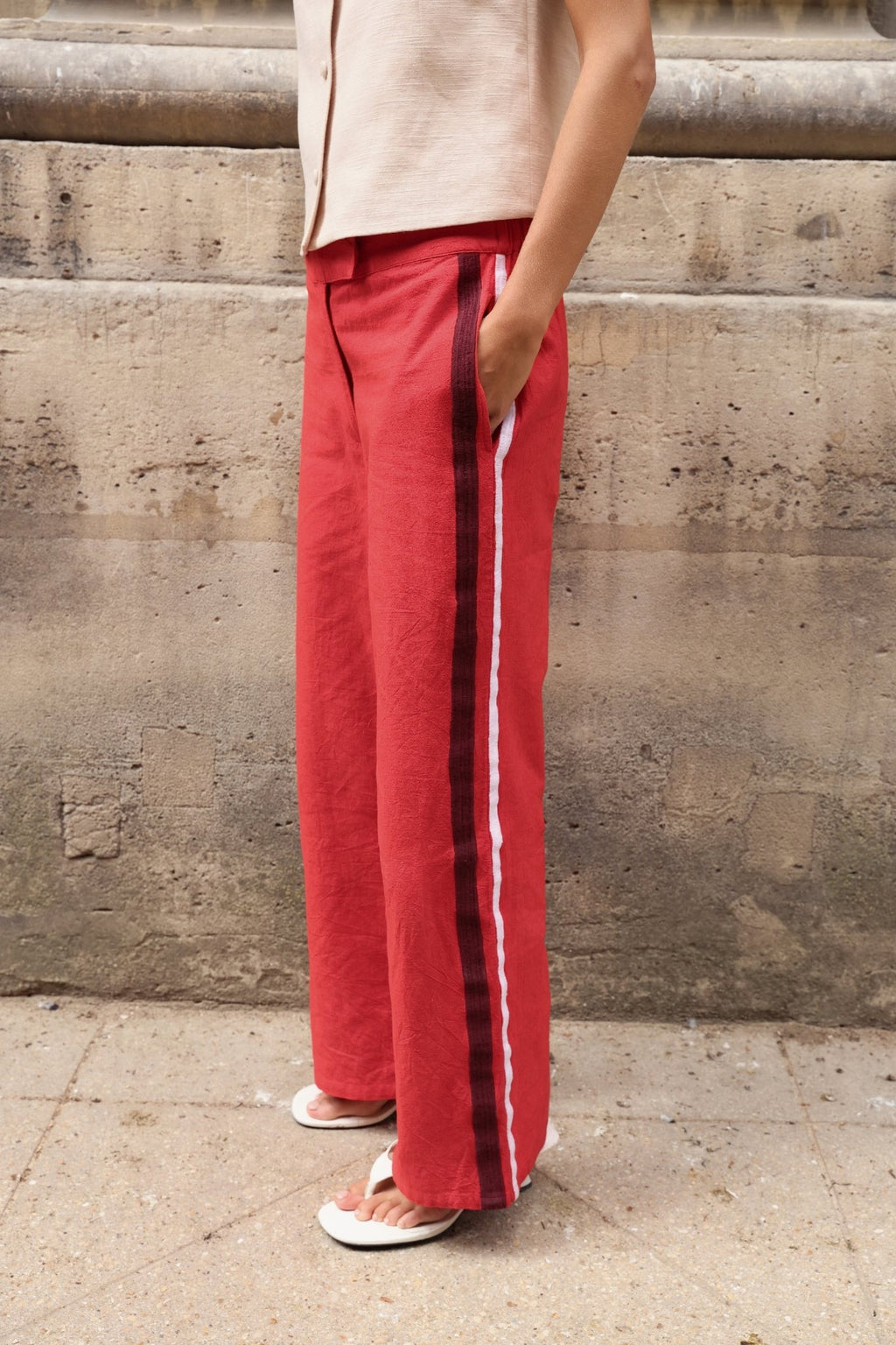Riley Side Stripe Pants Red