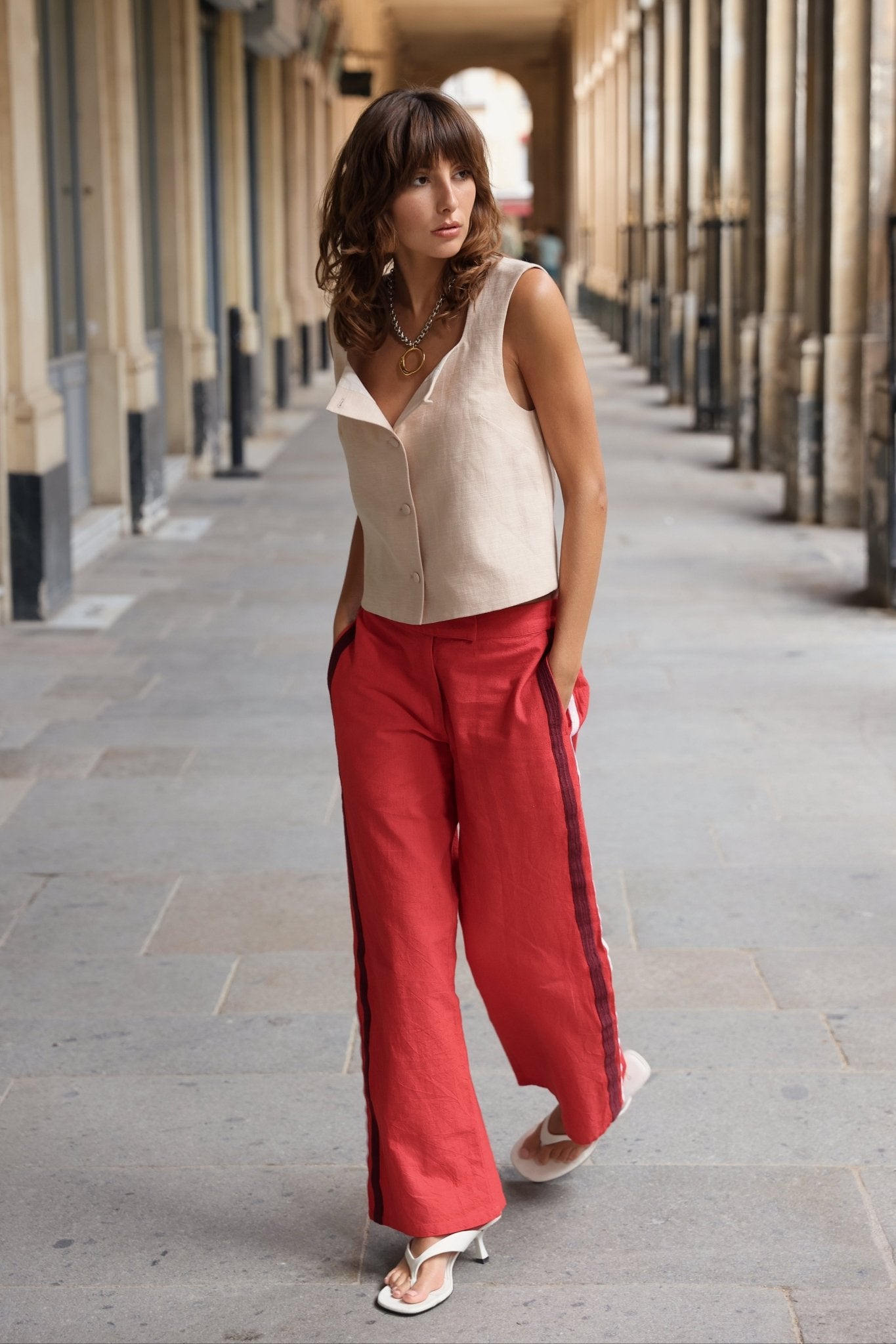Riley Side Stripe Pants Red
