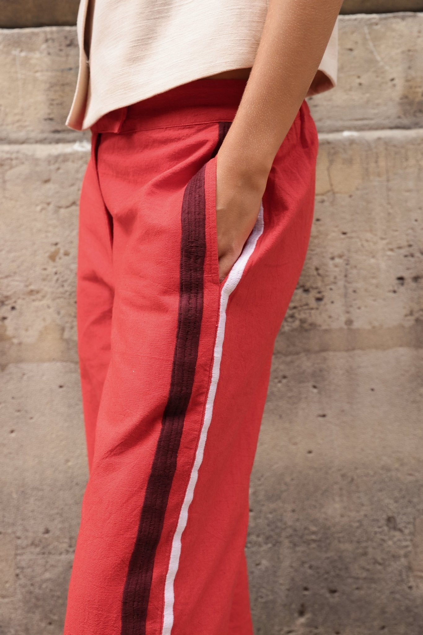 Riley Side Stripe Pants Red