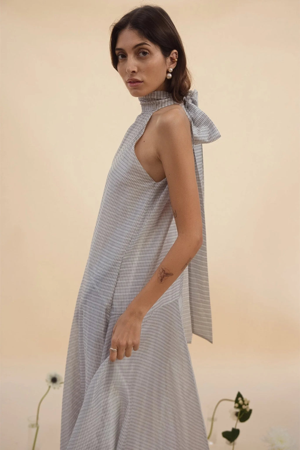 Victoria Dress White and Black Plaid