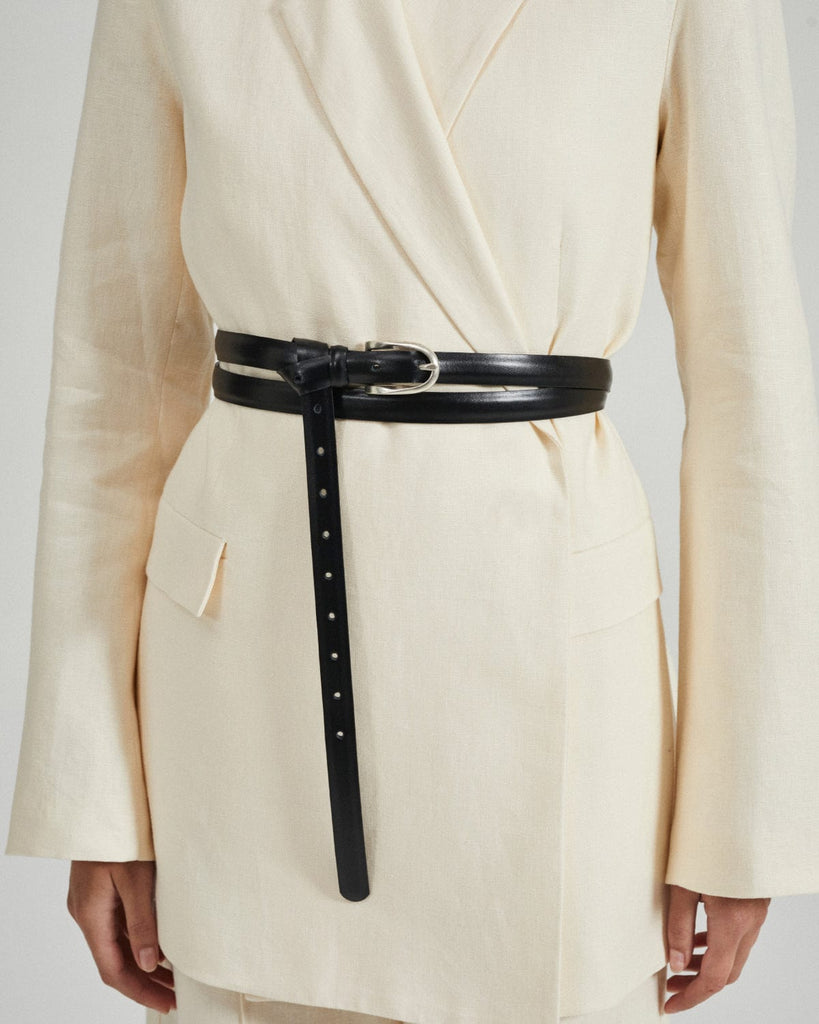 ESSĒN Black / Leather The Double Wrap Belt - Black